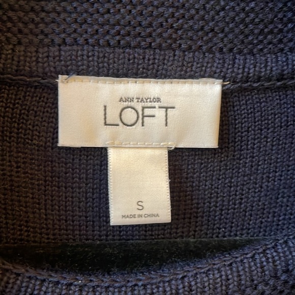 LOFT Merino Wool Blend Navy Cowl Neck Sweater Dress - Picture 3 of 5